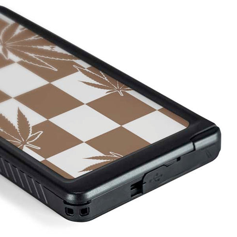 Marijuana Brown Checkered Galaxy S24 Ultra Waterproof Case