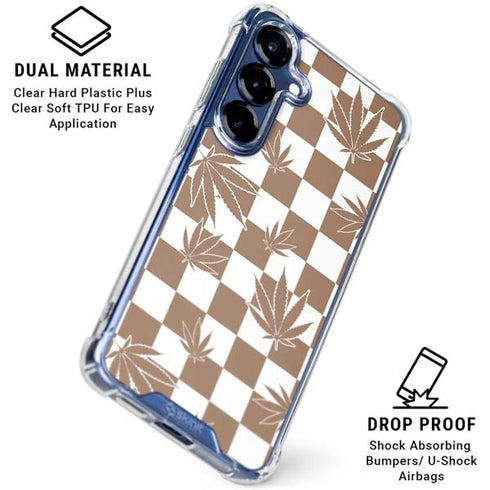 Marijuana Brown Checkered Galaxy S25 Plus Clear Case