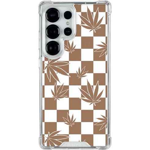 Marijuana Brown Checkered Galaxy S25 Ultra Clear Case