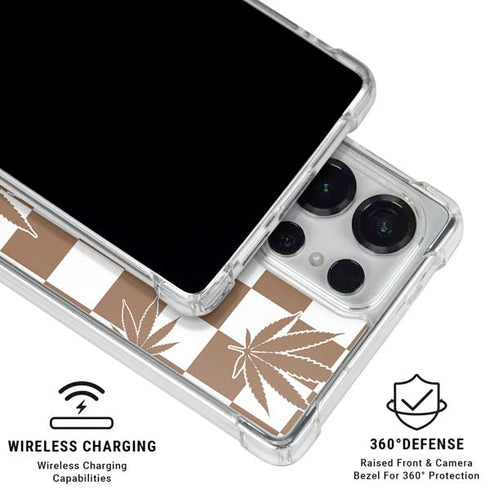 Marijuana Brown Checkered Galaxy S25 Ultra Clear Case