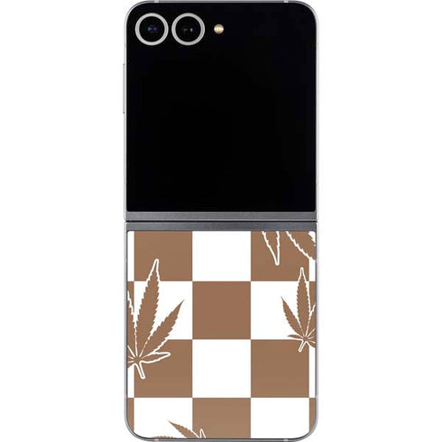 Marijuana Brown Checkered Galaxy Z Flip6 Skin