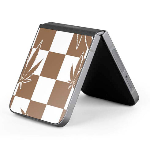 Marijuana Brown Checkered Galaxy Z Flip6 Skin