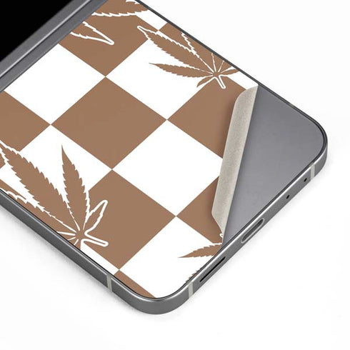 Marijuana Brown Checkered Galaxy Z Flip6 Skin