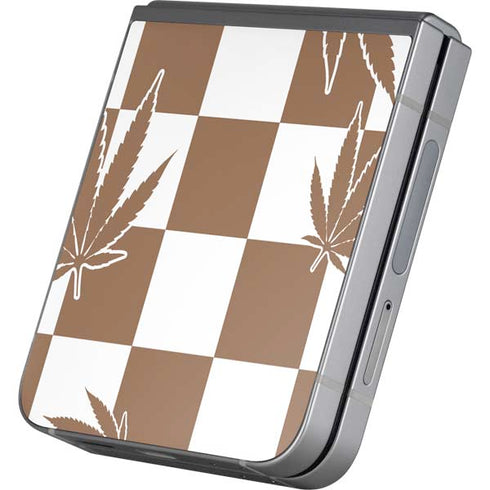 Marijuana Brown Checkered Galaxy Z Flip6 Skin