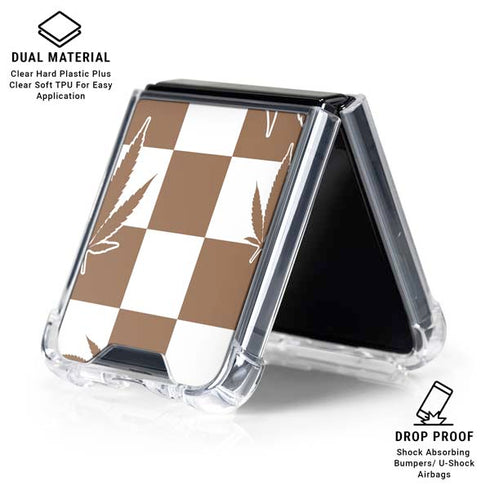Marijuana Brown Checkered Galaxy Z Flip6 Clear Case