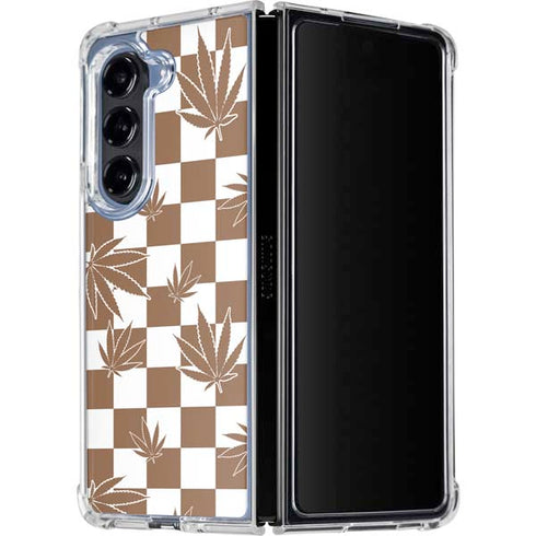 Marijuana Brown Checkered Galaxy Z Fold5 5G Clear Case