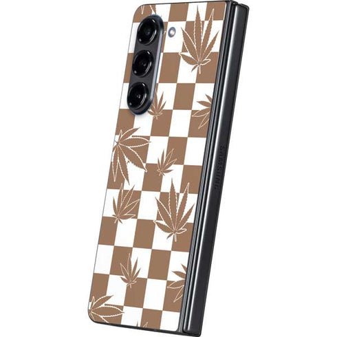 Marijuana Brown Checkered Galaxy Z Fold5 5G Skin