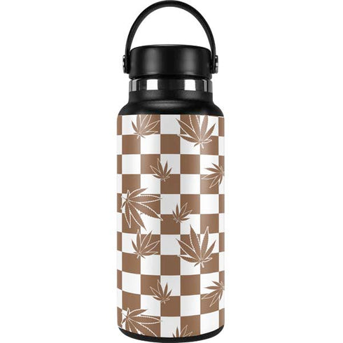 Marijuana Brown Checkered Hydro Flask 32oz Wide Mouth Skin