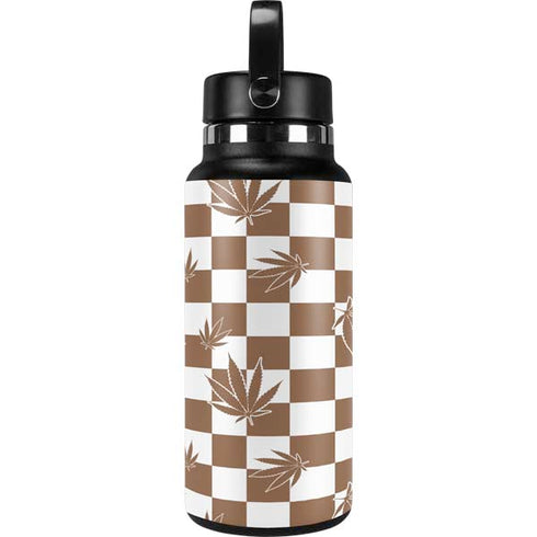 Marijuana Brown Checkered Hydro Flask 32oz Wide Mouth Skin