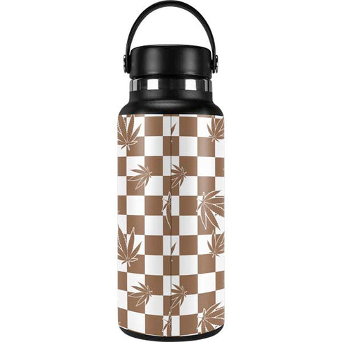 Marijuana Brown Checkered Hydro Flask 32oz Wide Mouth Skin