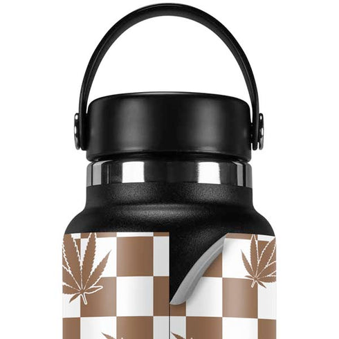 Marijuana Brown Checkered Hydro Flask 32oz Wide Mouth Skin