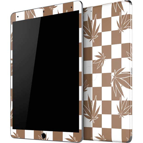 Marijuana Brown Checkered iPad Skins