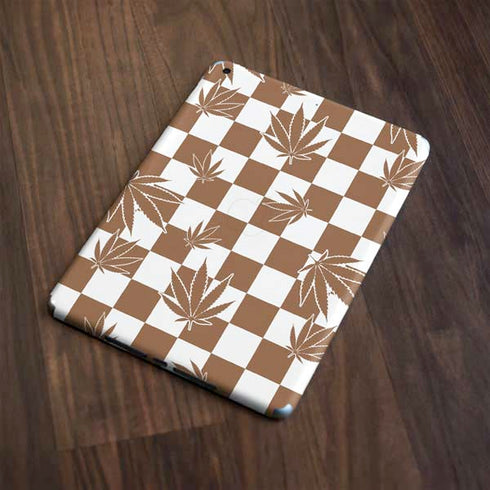 Marijuana Brown Checkered Apple iPad Skin