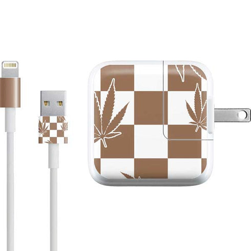 Marijuana Brown Checkered iPad Charger (10W USB) Skin