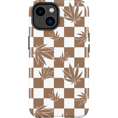 Marijuana Brown Checkered iPhone 15 Impact Case