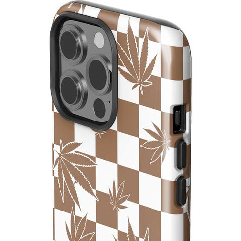 Marijuana Brown Checkered iPhone 15 Pro Impact Case