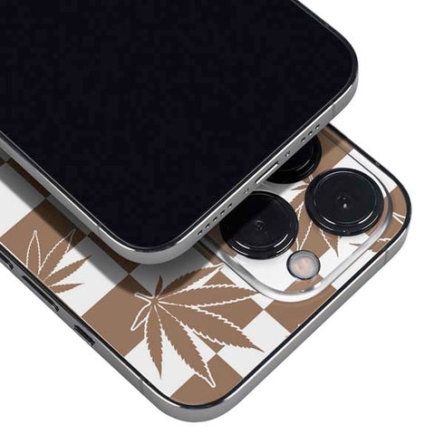 Marijuana Brown Checkered iPhone 15 Pro Max Skin