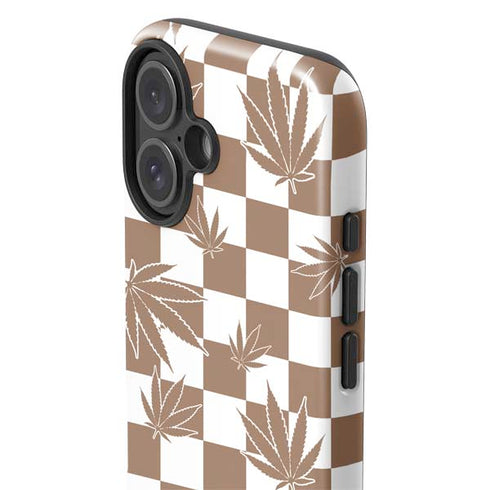 Marijuana Brown Checkered iPhone 16 Impact Case