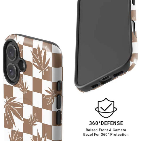 Marijuana Brown Checkered iPhone 16 Magsafe Impact Case