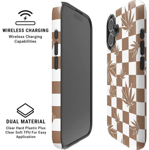 Marijuana Brown Checkered iPhone 16 Magsafe Impact Case