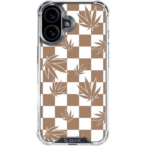 Marijuana Brown Checkered iPhone 16 Plus Clear Case
