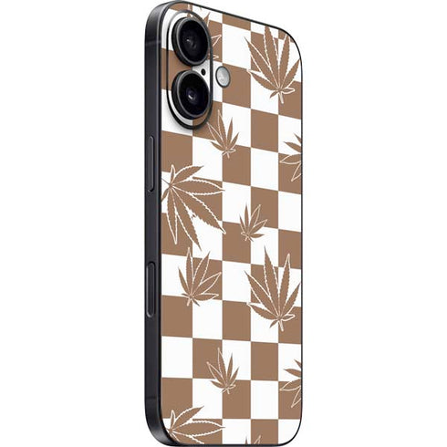Marijuana Brown Checkered iPhone 16 Plus Skin