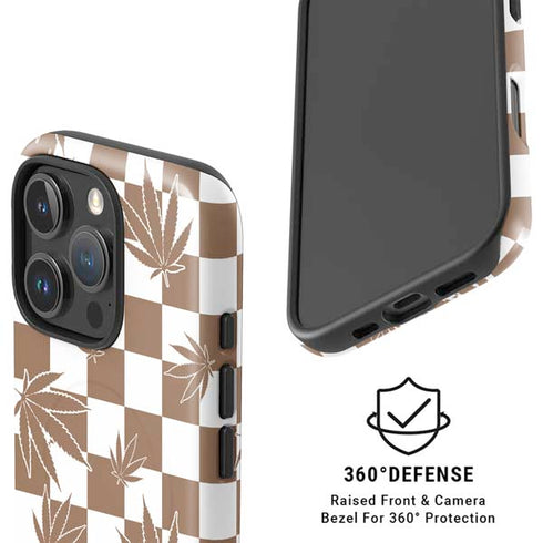 Marijuana Brown Checkered iPhone 16 Pro Magsafe Impact Case