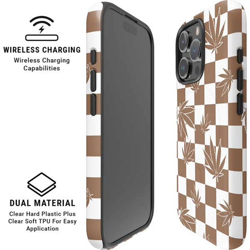 Marijuana Brown Checkered iPhone 16 Pro Magsafe Impact Case