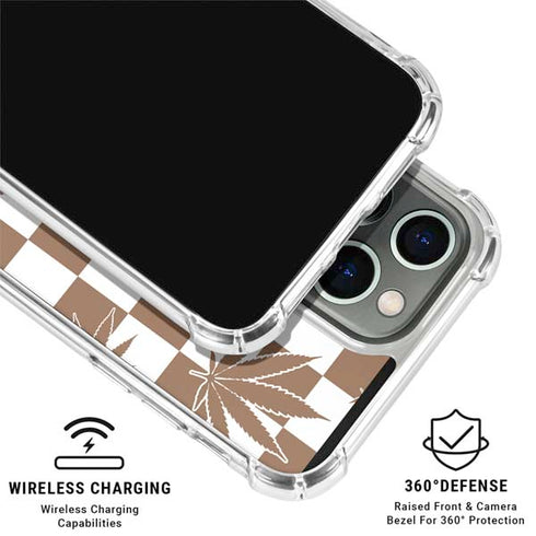 Marijuana Brown Checkered iPhone 16 Pro Max Clear Case