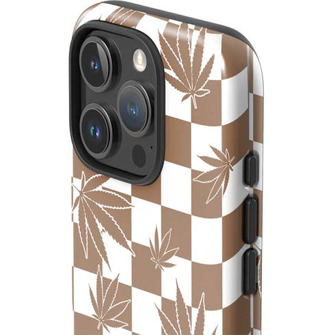 Marijuana Brown Checkered iPhone 16 Pro Max Impact Case
