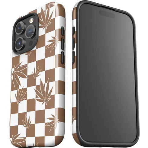 Marijuana Brown Checkered iPhone 16 Pro Max Impact Case