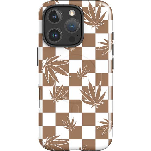Marijuana Brown Checkered iPhone 16 Pro Max Magsafe Impact Case