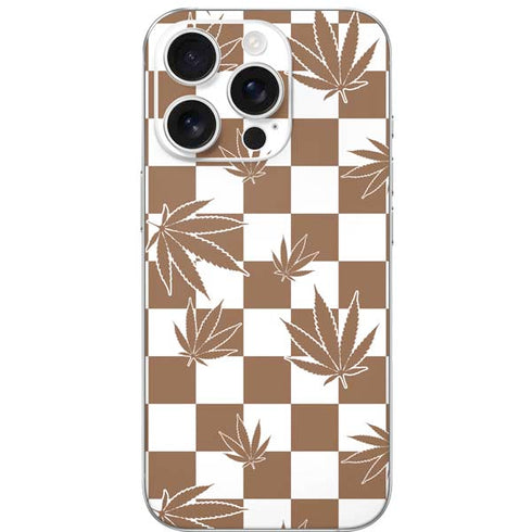 Marijuana Brown Checkered iPhone 16 Pro Skin