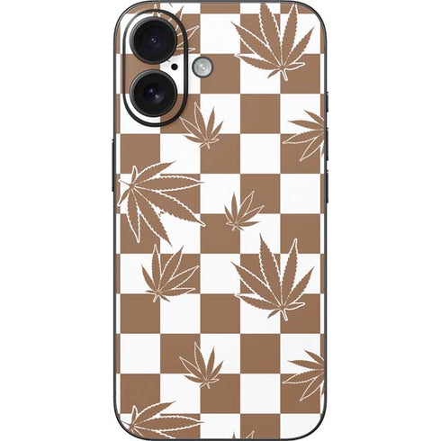 Marijuana Brown Checkered iPhone 16 Skin