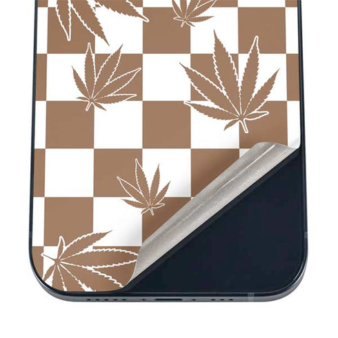 Marijuana Brown Checkered iPhone 16 Skin