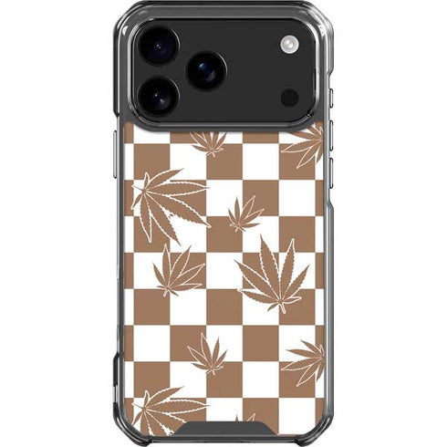Marijuana Brown Checkered iPhone 18 Pro Max Clear Case