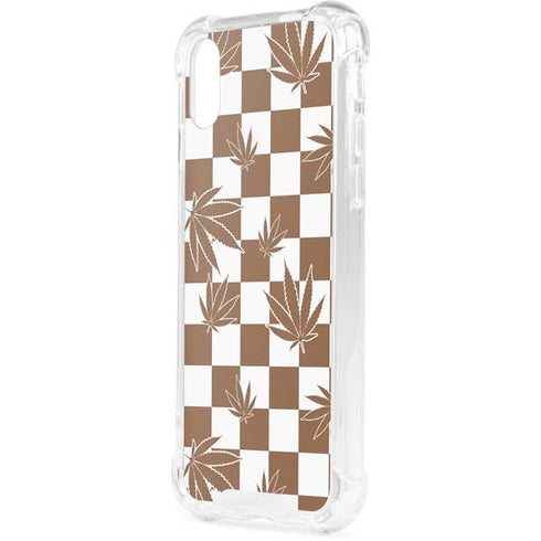 Marijuana Brown Checkered iPhone XS Clear Case
