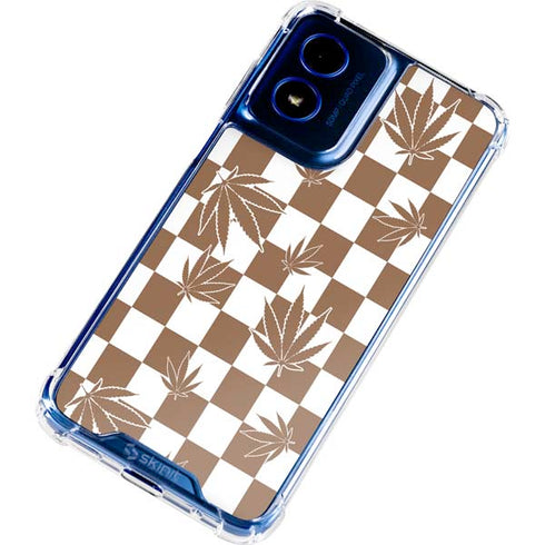 Marijuana Brown Checkered Moto G 5G (2024) Clear Case