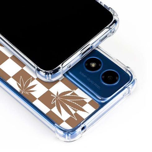 Marijuana Brown Checkered Moto G 5G (2024) Clear Case