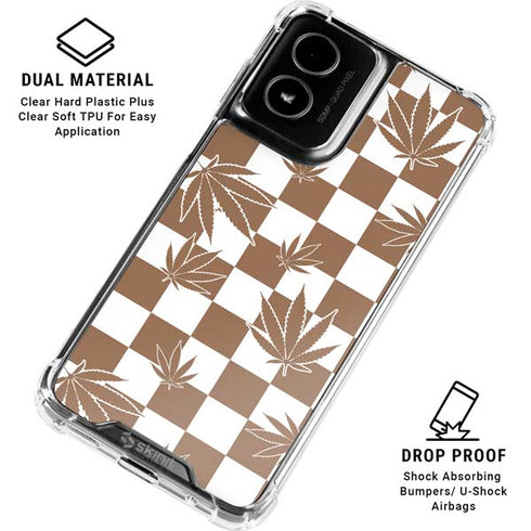Marijuana Brown Checkered Moto G Power 5G (2024) Clear Case