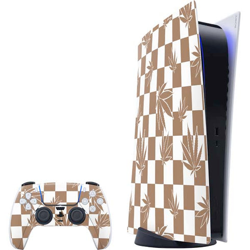 Marijuana Brown Checkered PlayStation PS5 Skins