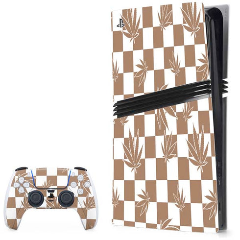 Marijuana Brown Checkered PlayStation PS5 Skins