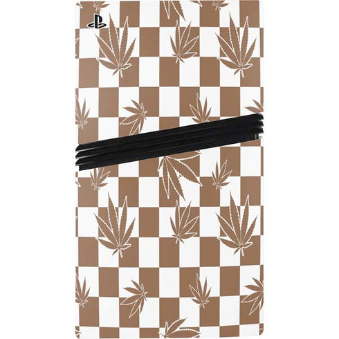 Marijuana Brown Checkered PS5 Pro Disk Bundle Skin