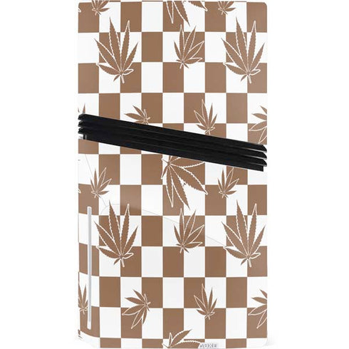 Marijuana Brown Checkered PS5 Pro Disk Console Skin