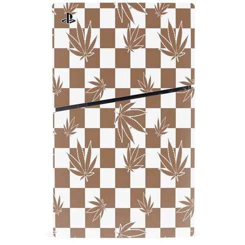 Marijuana Brown Checkered PS5 Slim Digital Edition Console Skin