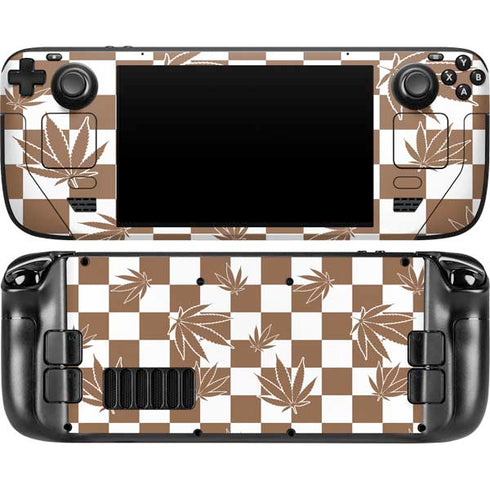 Marijuana Brown Checkered Steam Deck Handheld Gaming Computer OLED Skin