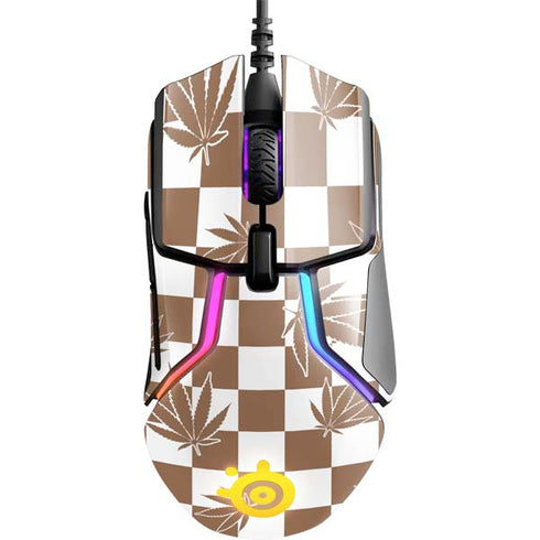 Marijuana Brown Checkered SteelSeries Rival 600 Gaming Mouse Skin