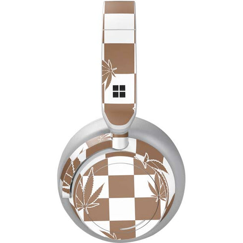 Marijuana Brown Checkered Surface Headphones Skin