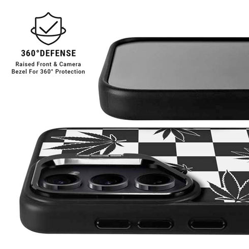 Marijuana Checkered Galaxy S25 Kickstand Case