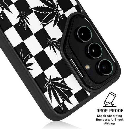 Marijuana Checkered Galaxy S25 Kickstand Case